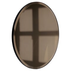 Miroir rond biseauté teinté bronze Orbis Modernity avec un cadre noir, XL