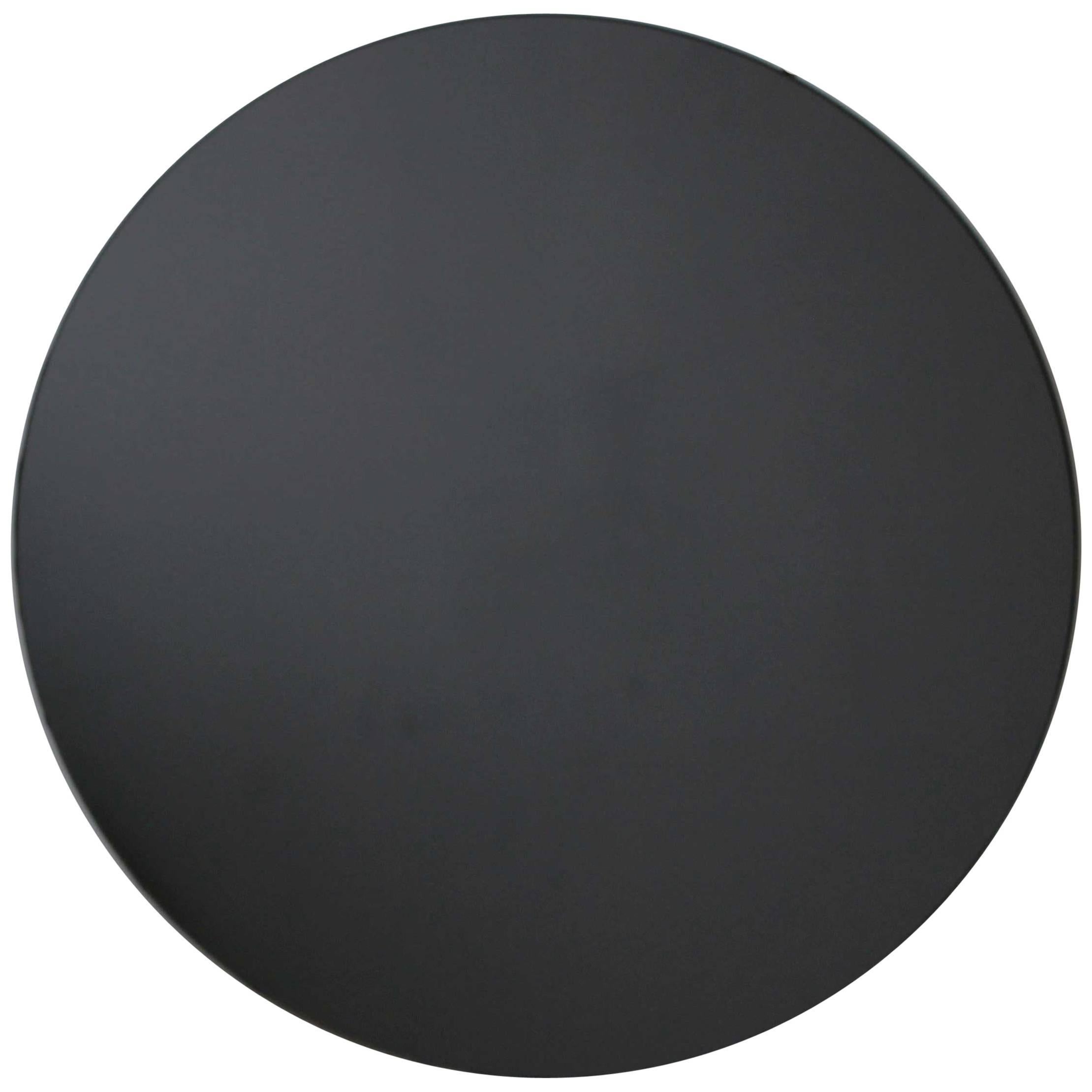 Orbis Black Tinted Round Contemporary Frameless Mirror, XL