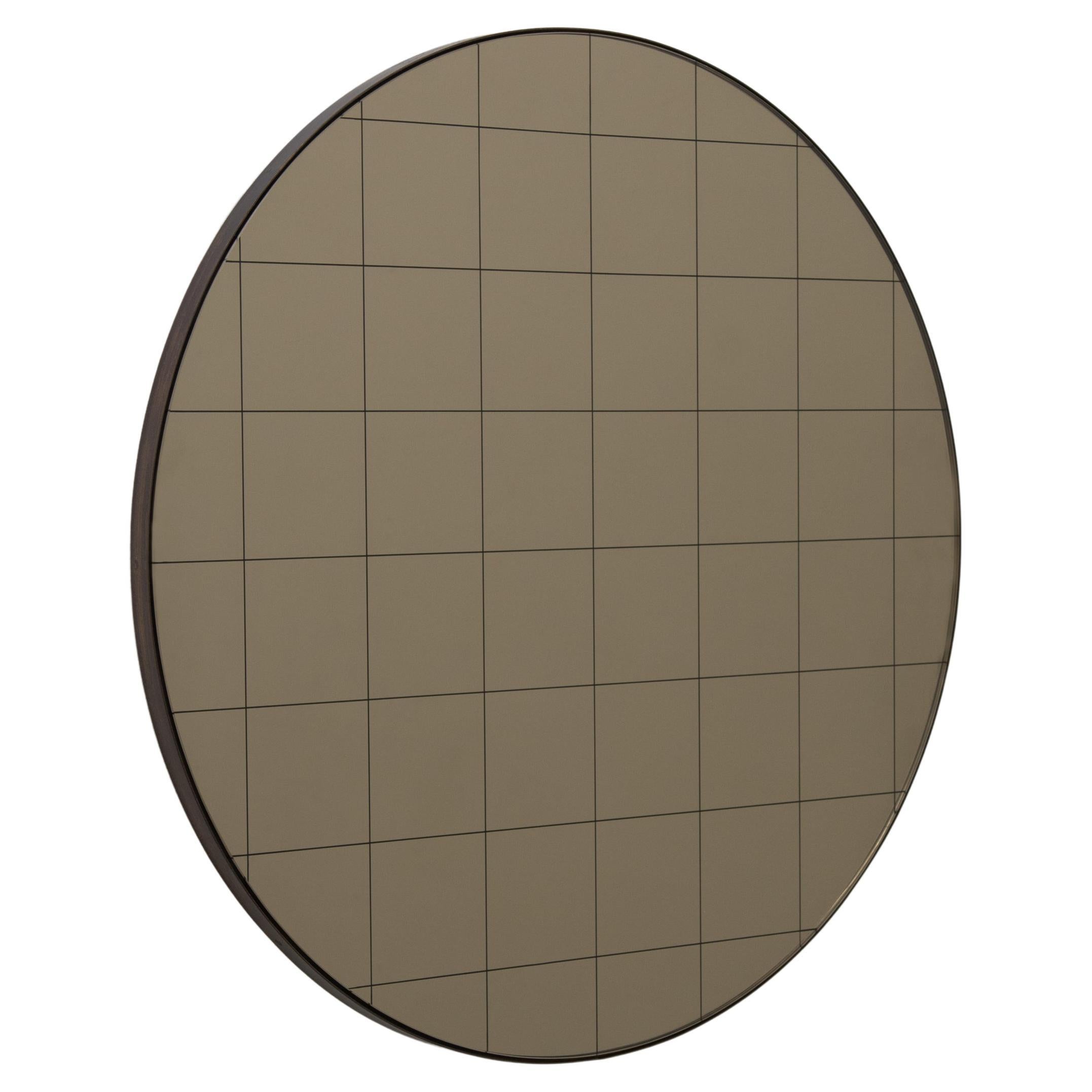 In Stock Orbis Bronze Round Mirror with Patina Frame, Medium