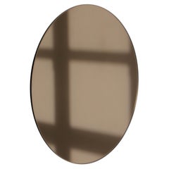 Orbis Bronze Tinted Contemporary Round Frameless Mirror with Floating Effect, XL