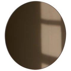 Orbis Bronze Tinted Round Frameless Contemporary Mirror, Floating Effect, Medium