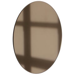 Orbis Bronze Tinted Round Frameless Minimalist Mirror, Small