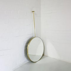 Orbis Ceiling Hanging Suspended Round Art Deco Mirror with a Brushed Brass Frame