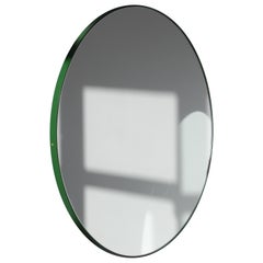 Orbis Round Modern Mirror with Green Frame, Customisable, Medium