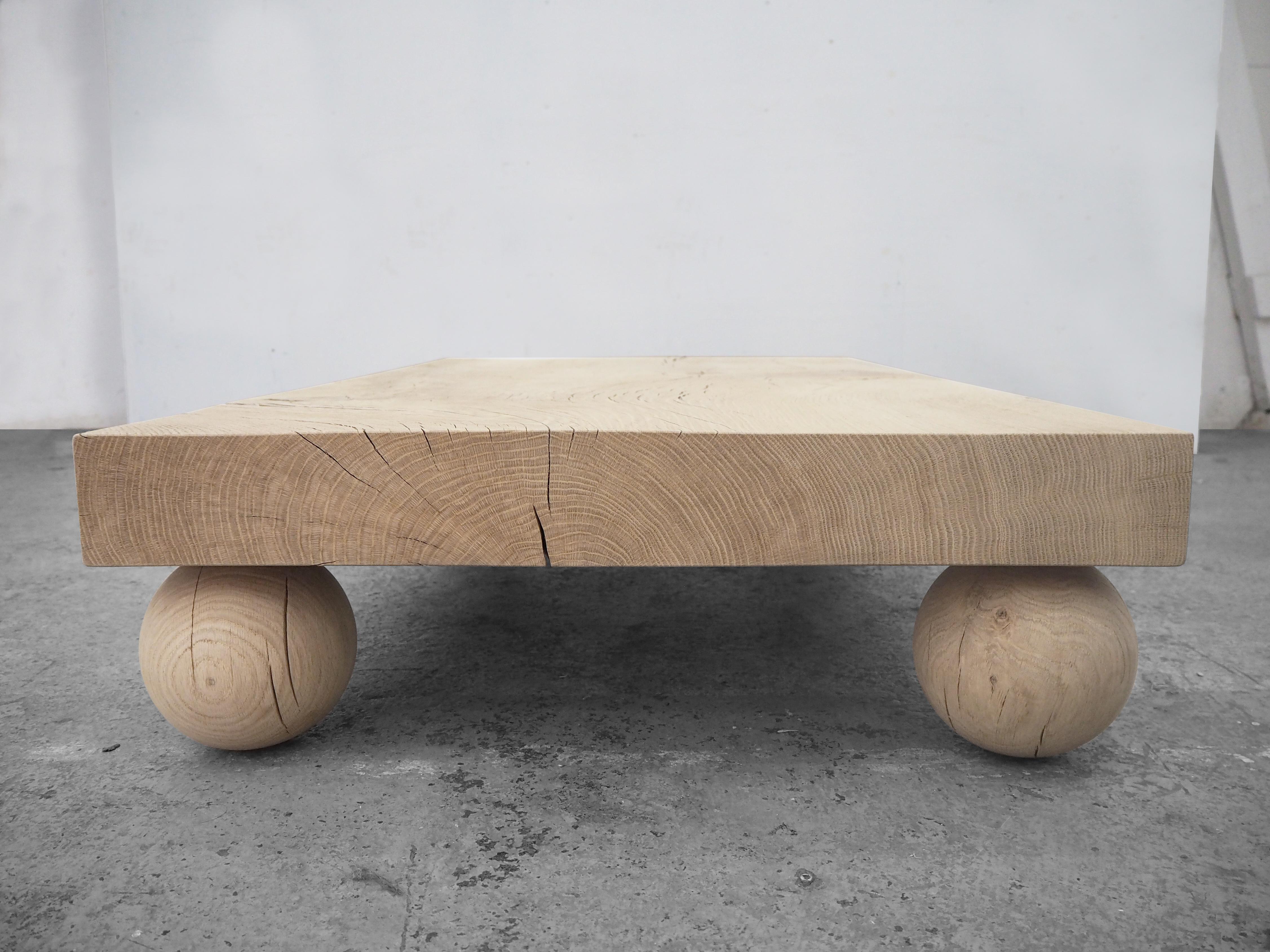 Dutch Orbis Coffee Table in Hand-Carved European Solid Oak by WDSTCK Studio For Sale