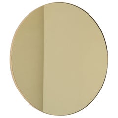 Specchio rotondo contemporaneo Orbis color oro con cornice in ottone spazzolato, XL