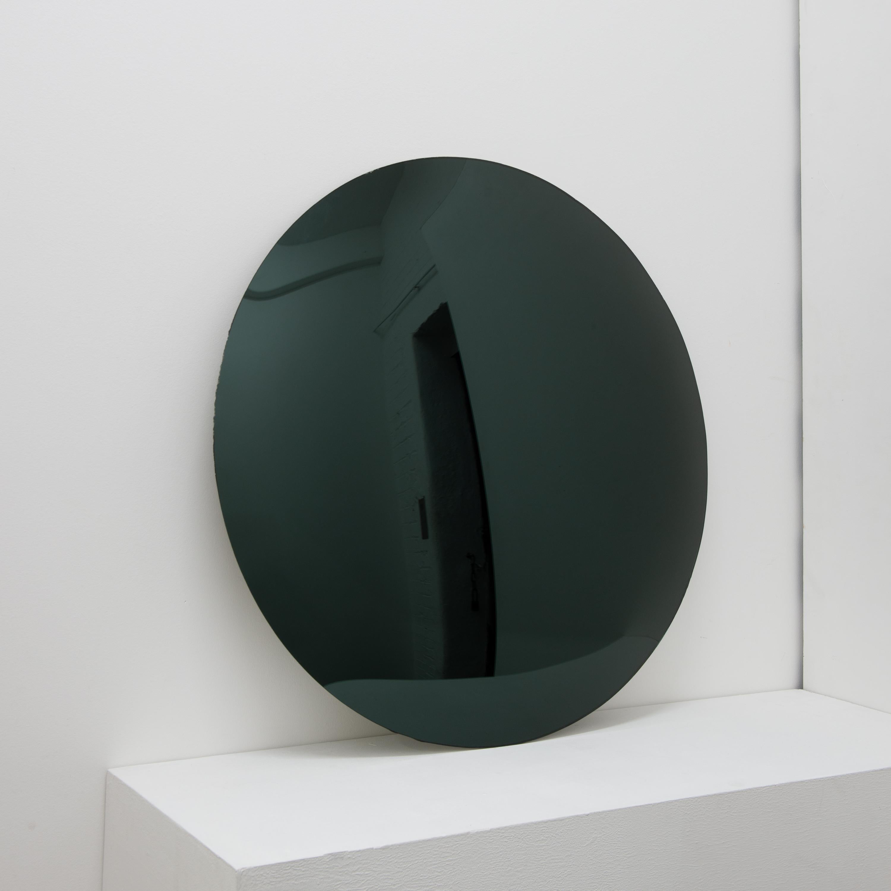 Orbis Convex Black Round Frameless Minimalist Decorative Mirror For Sale 3