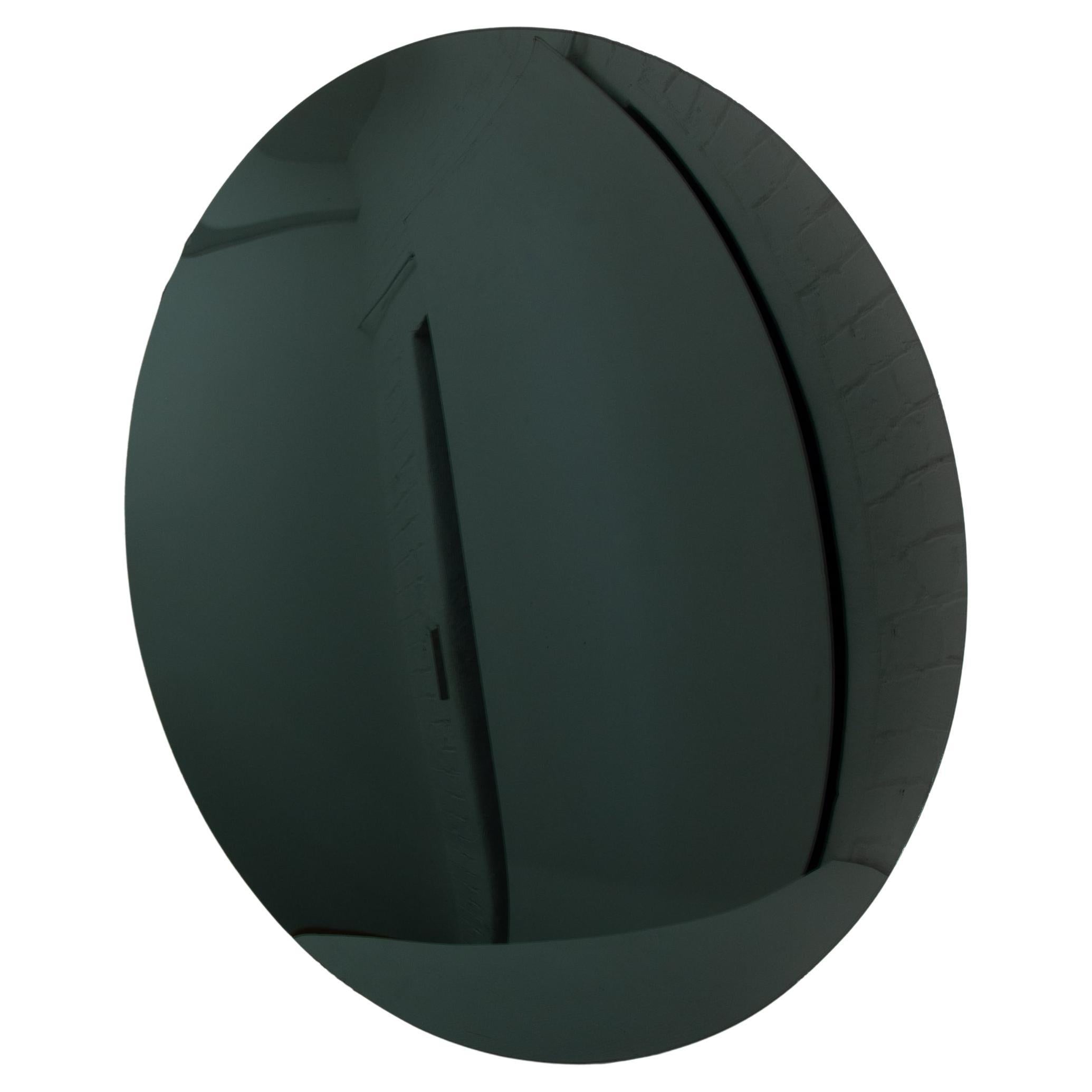 Orbis Convex Black Round Frameless Minimalist Decorative Mirror (miroir décoratif minimaliste convexe noir) en vente