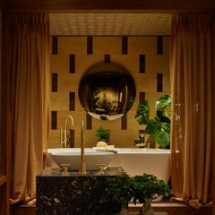 Orbis Convex Bronze Tinted Round Contemporay Frameless Mirror