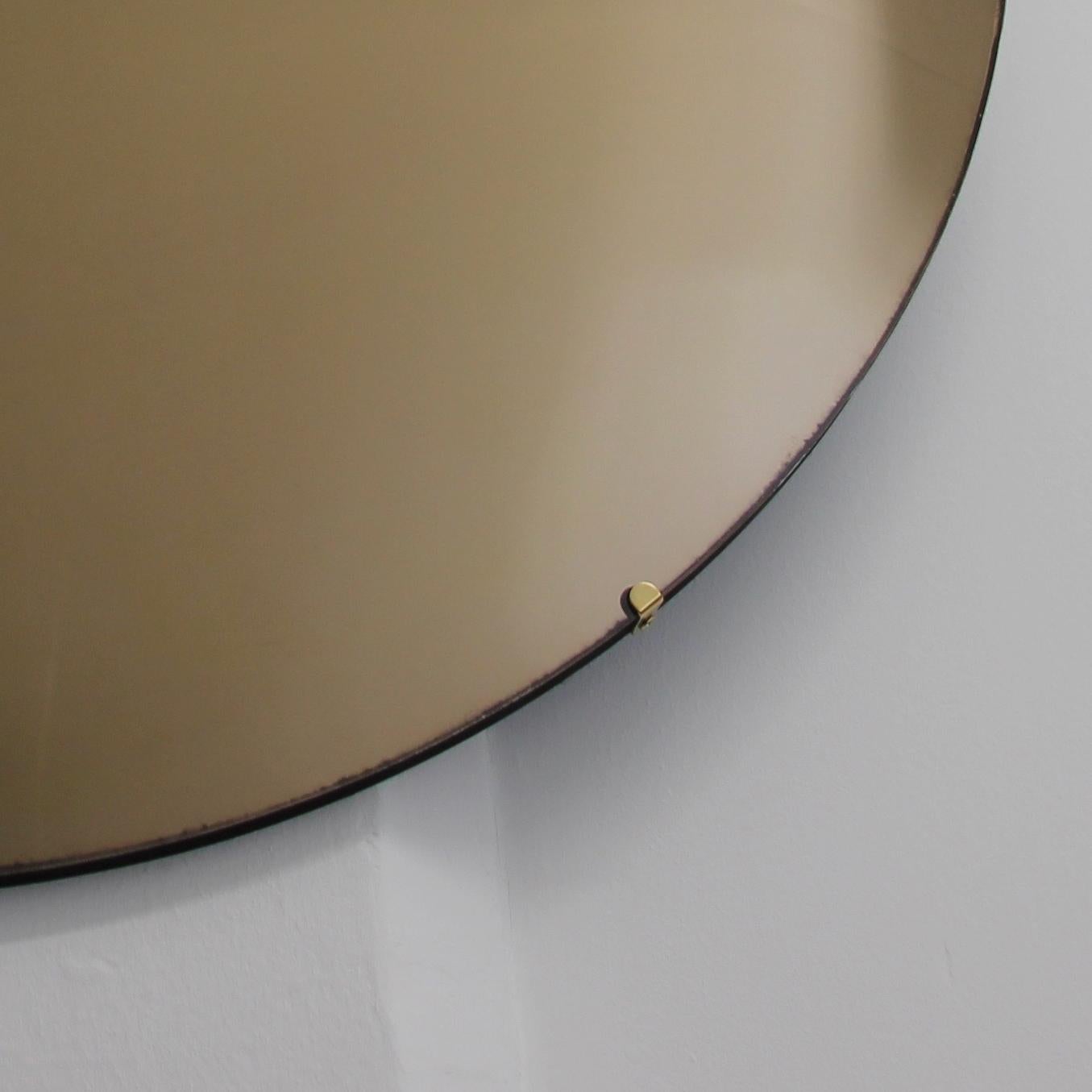 Contemporary Orbis Convex Bronze Tinted Round Contemporay Frameless Mirror For Sale