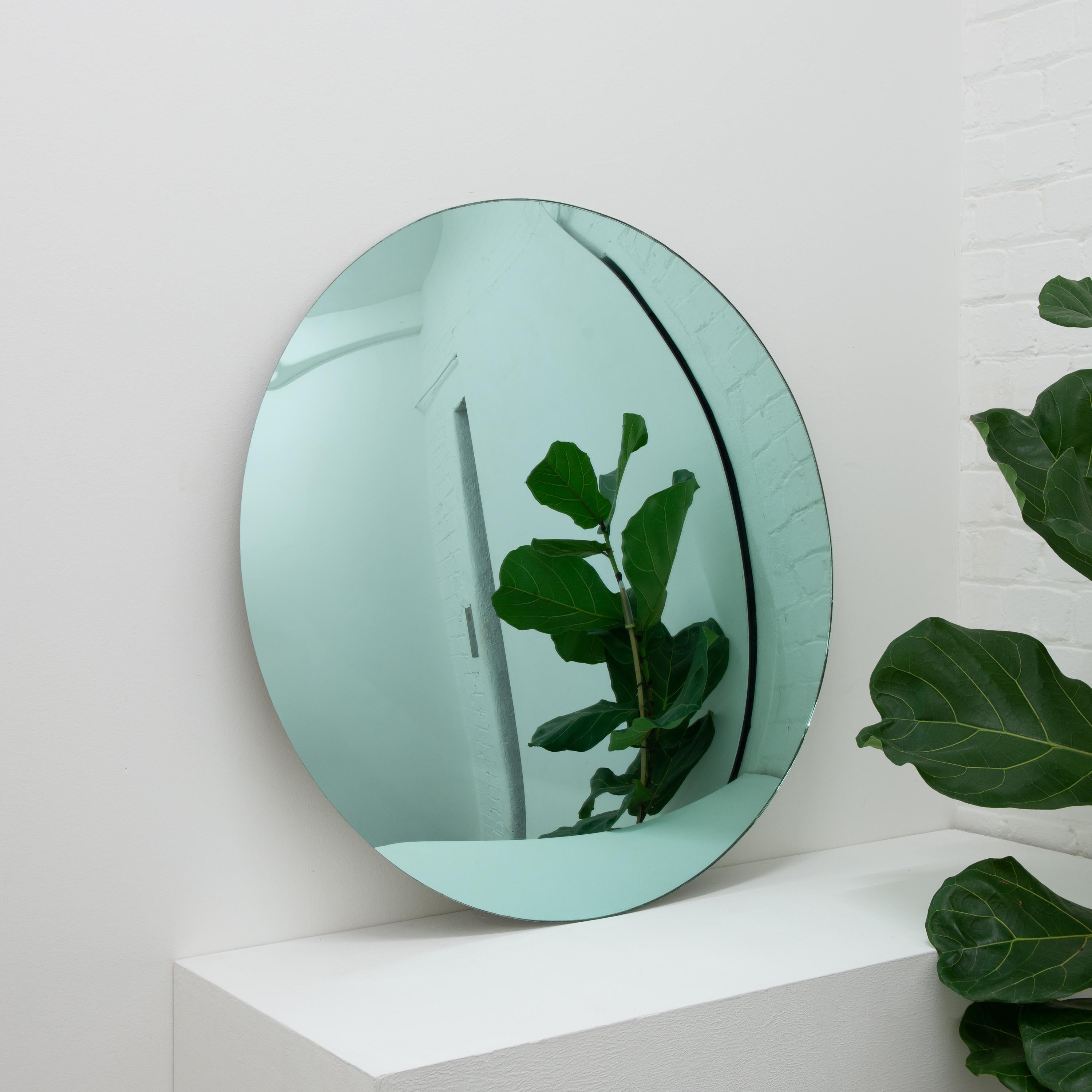 Organique Grand miroir rond minimaliste sans cadre Orbis Convex Green en vente