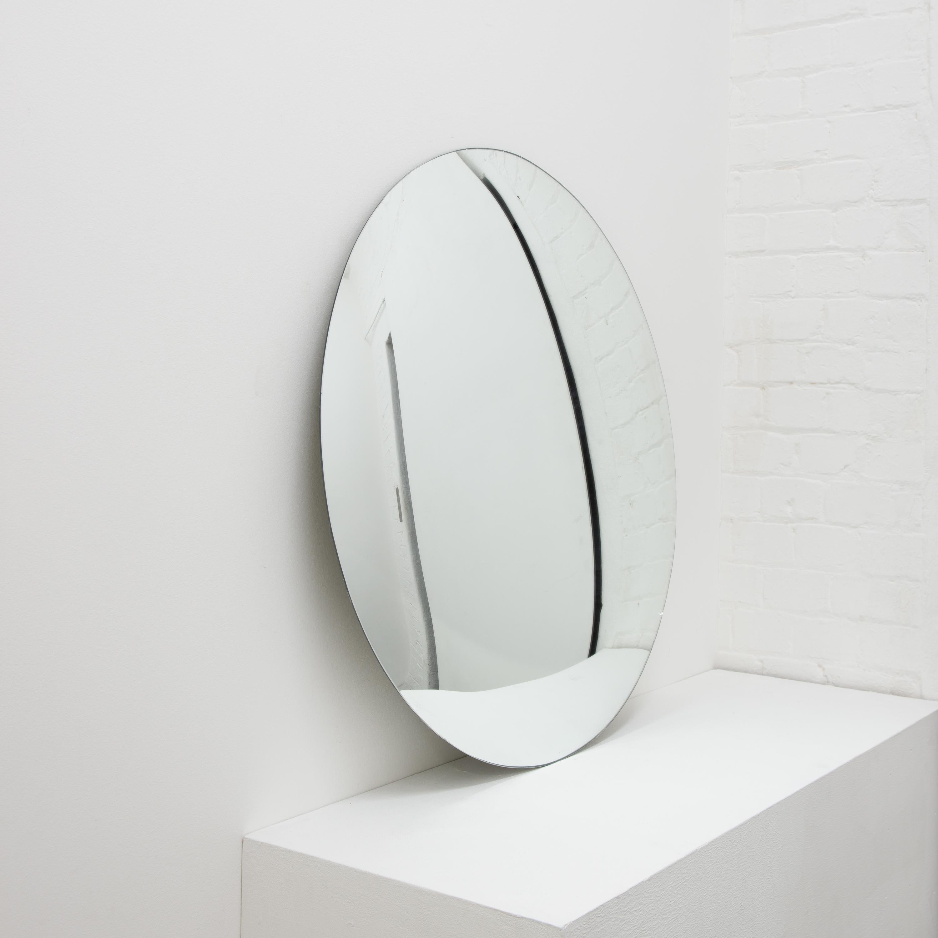 Britannique Grand miroir rond Art Déco convexe sans cadre, Orbis en vente