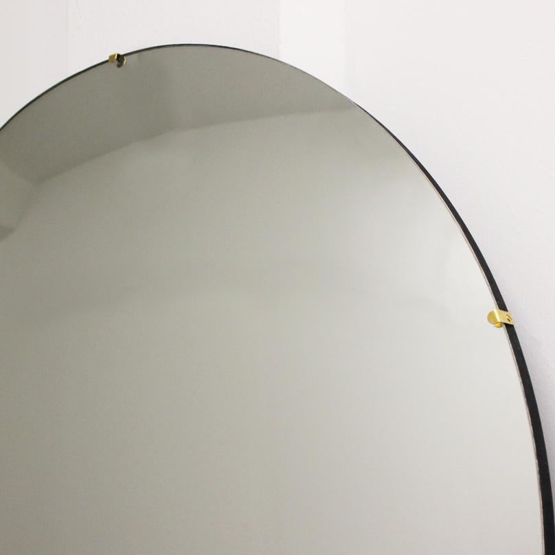 Contemporary Orbis Convex Art Deco Frameless Round Mirror, Large For Sale