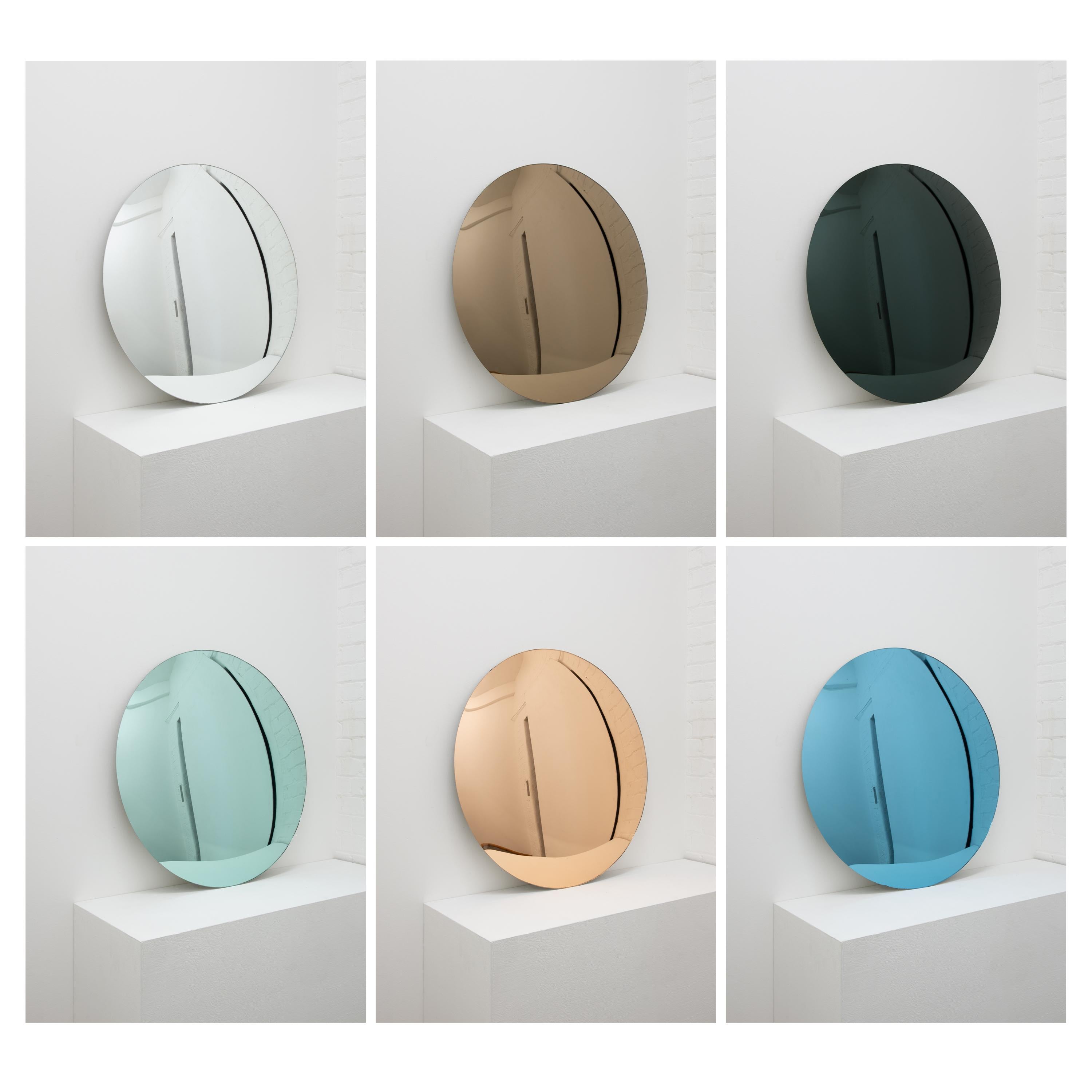 XXIe siècle et contemporain Miroir rond minimaliste sans cadre fabriqué à la main Orbis Convex, XL en vente