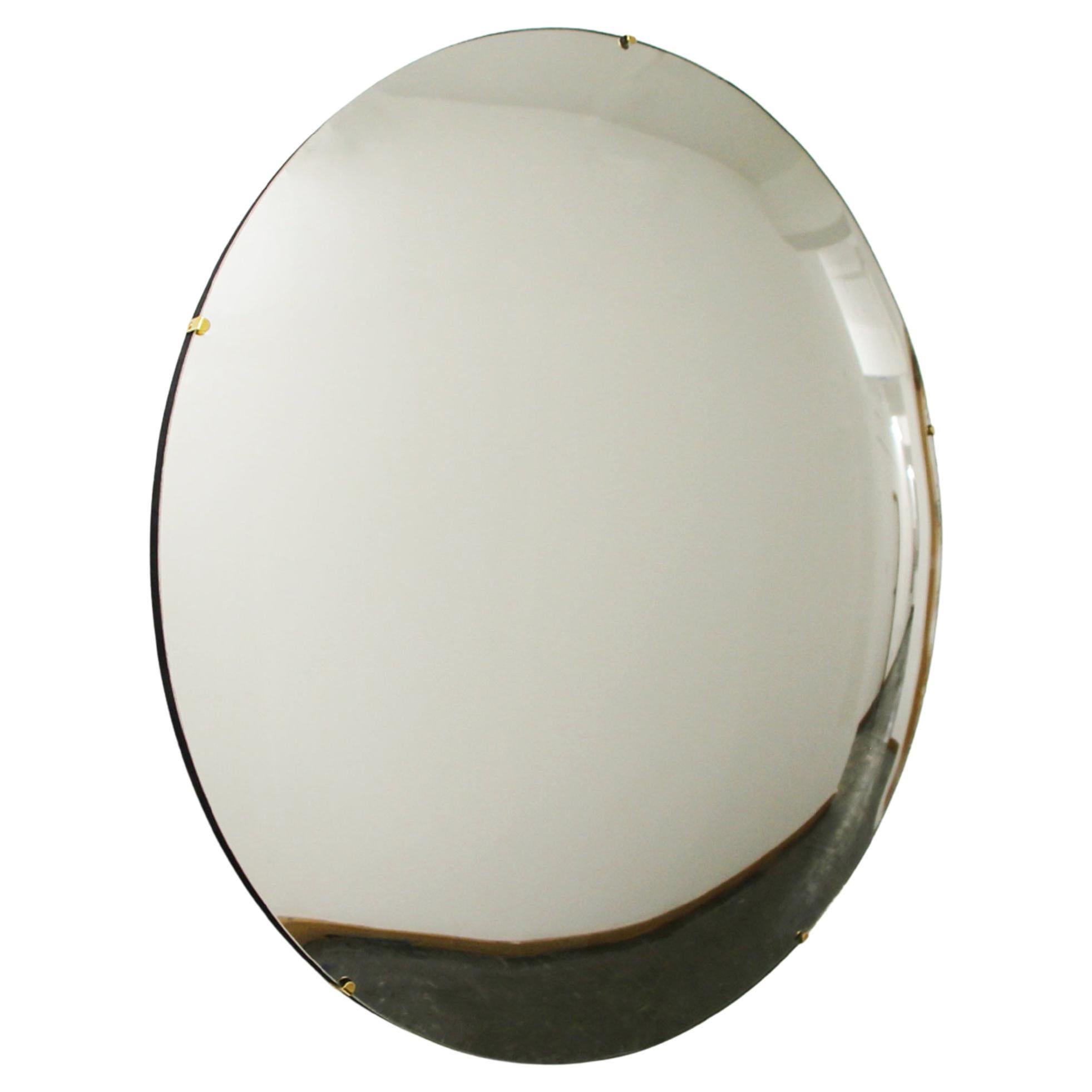Grand miroir rond Orbis convexe en or rose vieilli, sans cadre, avec clips  en laiton - En vente sur 1stDibs