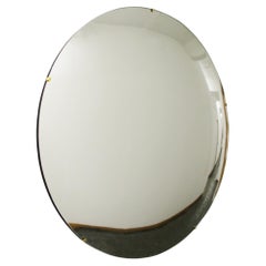 Orbis Convex Handcrafted Frameless Round Mirror with Brass Clips, Oversized