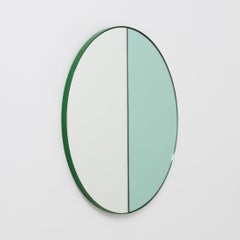 Orbis Dualis 'Green Silver' Round Contemporay Mirror with Green Frame, Regular