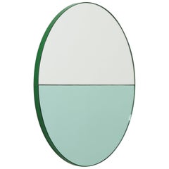 Orbis Dualis 'Green + Silver' Round Mirror with Green Frame, Large