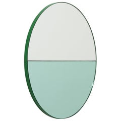 Orbis Dualis 'Green + Silver' Round Mirror with Green Frame, Oversized