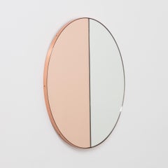 Orbis Dualis Mixed Rose Gold Tint Minimalist Round Mirror, Copper Frame, Regular