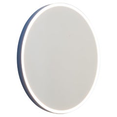 Orbis Front Illuminated Round Modern Mirror with Blue Frame, Customisable, Large
