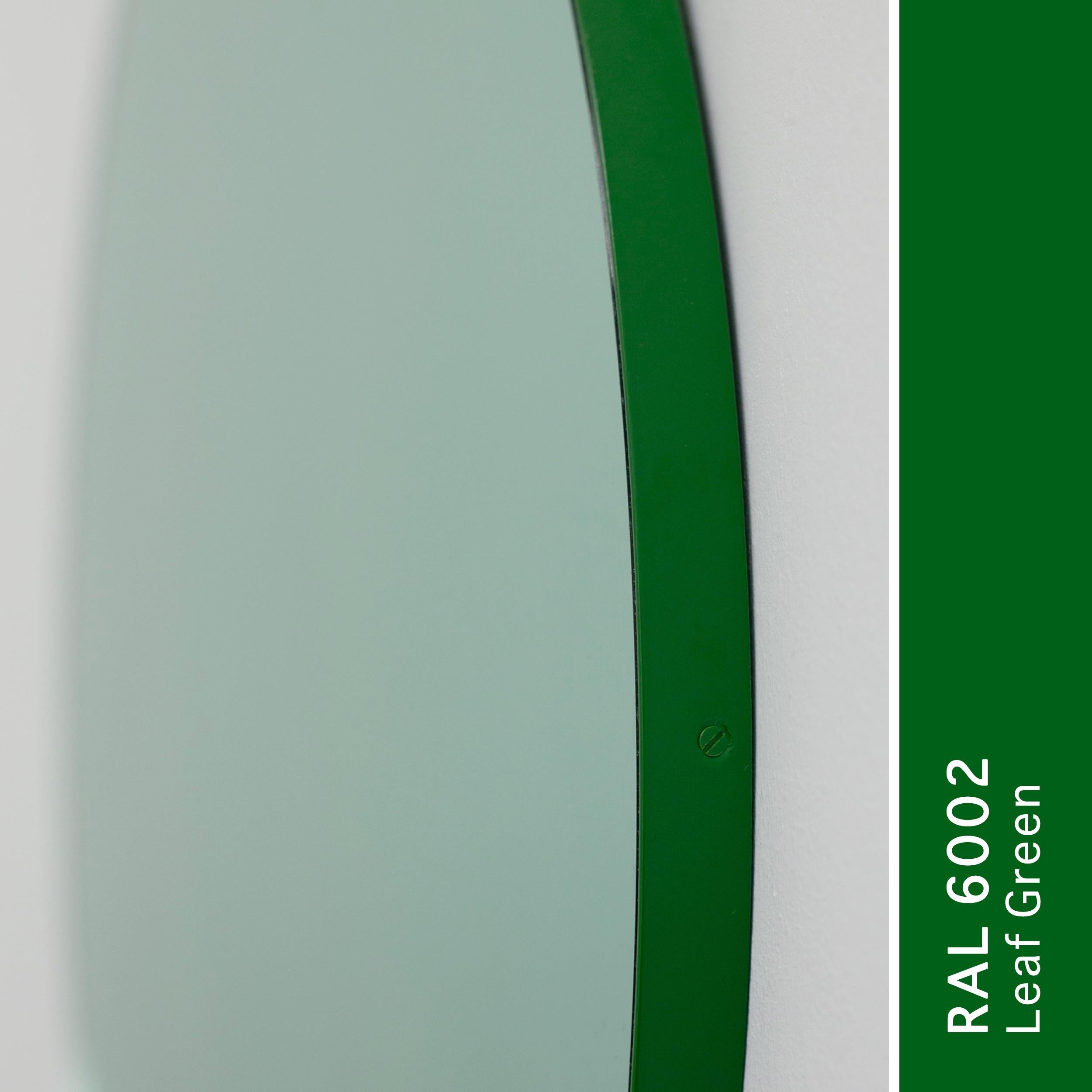 Orbis Green Tinted Customisable Round Mirror with Green Frame, Small 3