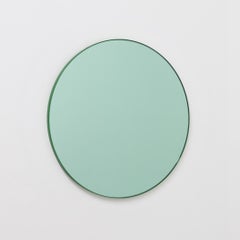 Orbis Green Tinted Customisable Round Mirror with Green Frame, Small
