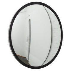 Orbis Handcrafted Round Convex Mirror with Stainless Steel and Black Frame,Large