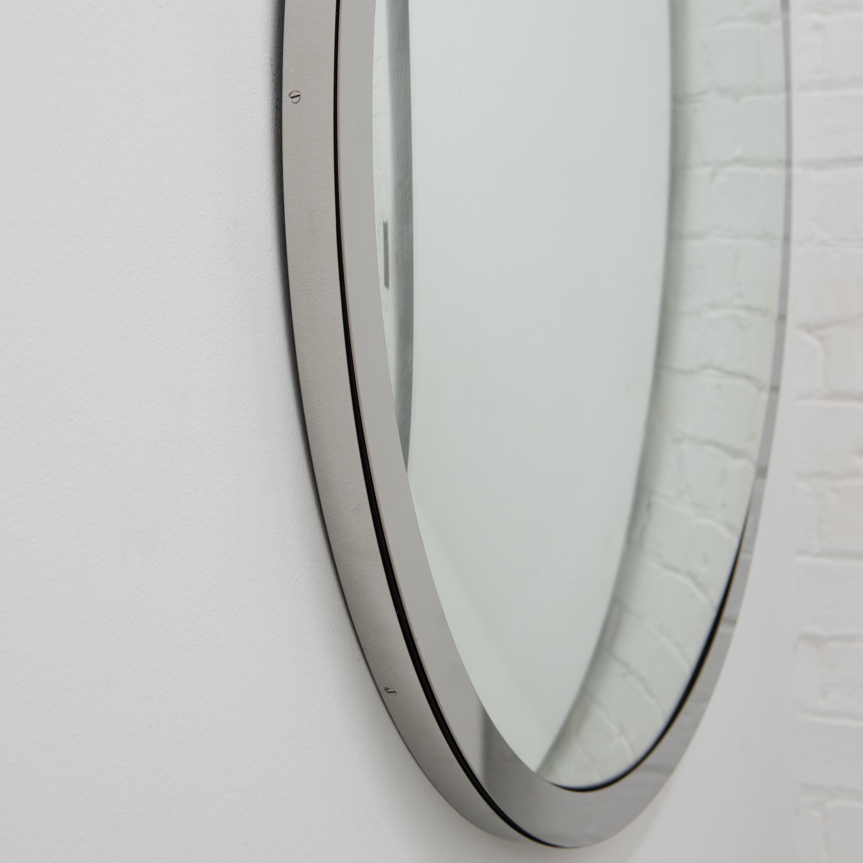 British In Stock, Orbis Round Convex Mirror with Stainless Steel Frame, Large For Sale