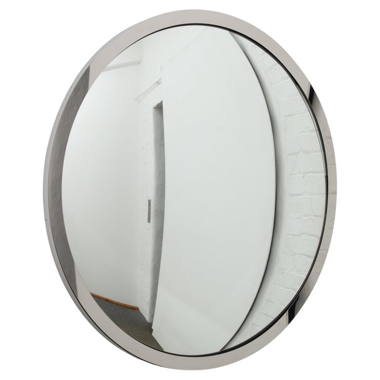 In Stock, Orbis Round Convex Mirror with Stainless Steel Frame, Large