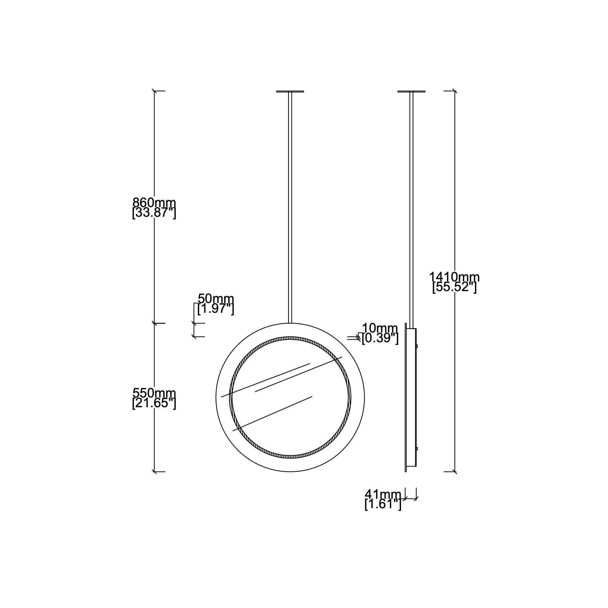 Orbis Illuminated Ceiling Suspended Round Frameless Mirror For Sale 6
