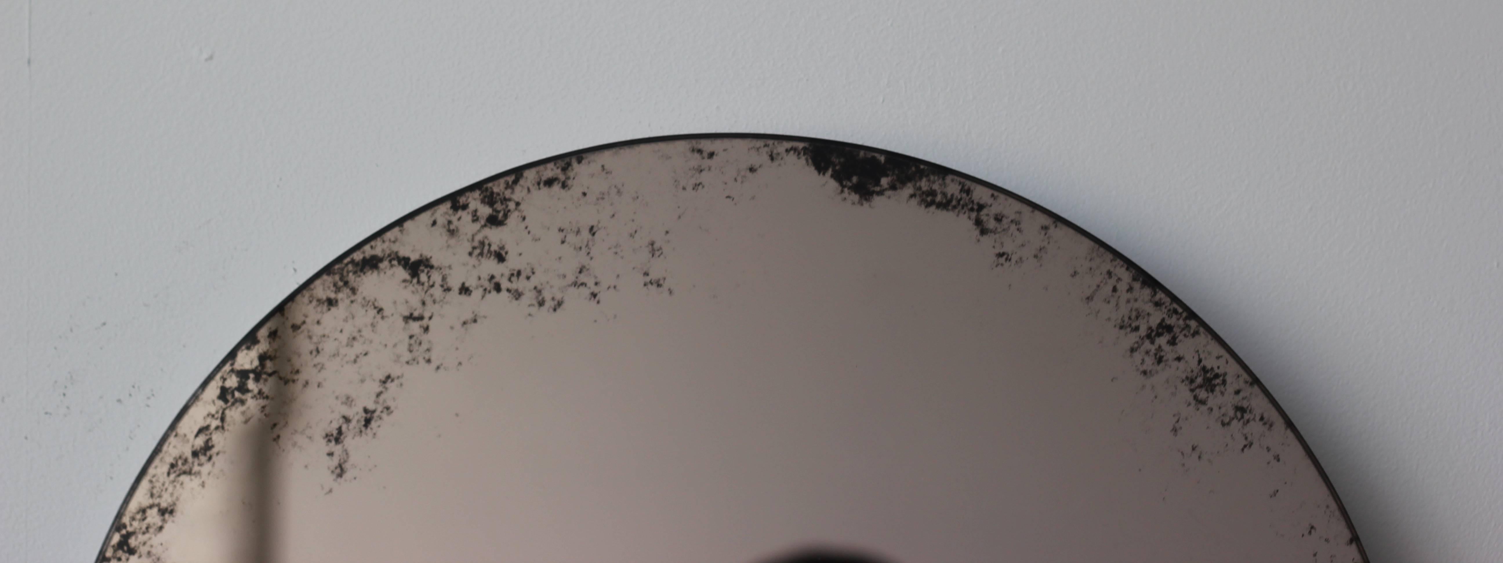 Orbis Round Mirror Bronze Tinted with Black Antiqued Finish dia. 40cm / 15.8