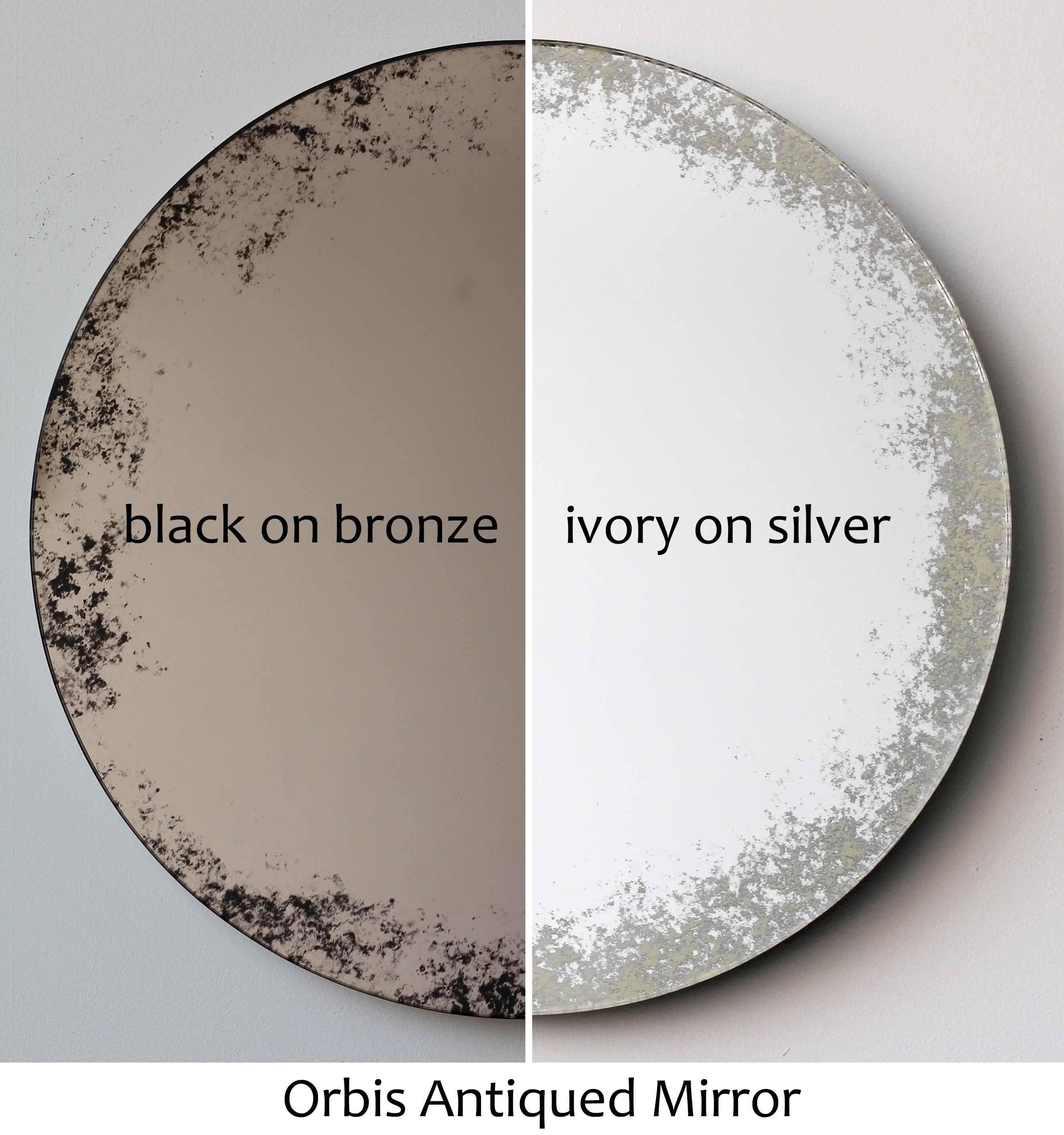 Orbis Round Mirror Bronze Tinted with Black Antiqued Finish dia. 40cm / 15.8