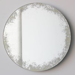 Orbis™ Round Mirror Silver with Ivory Antiqued Finish - 40cm / 15.8"