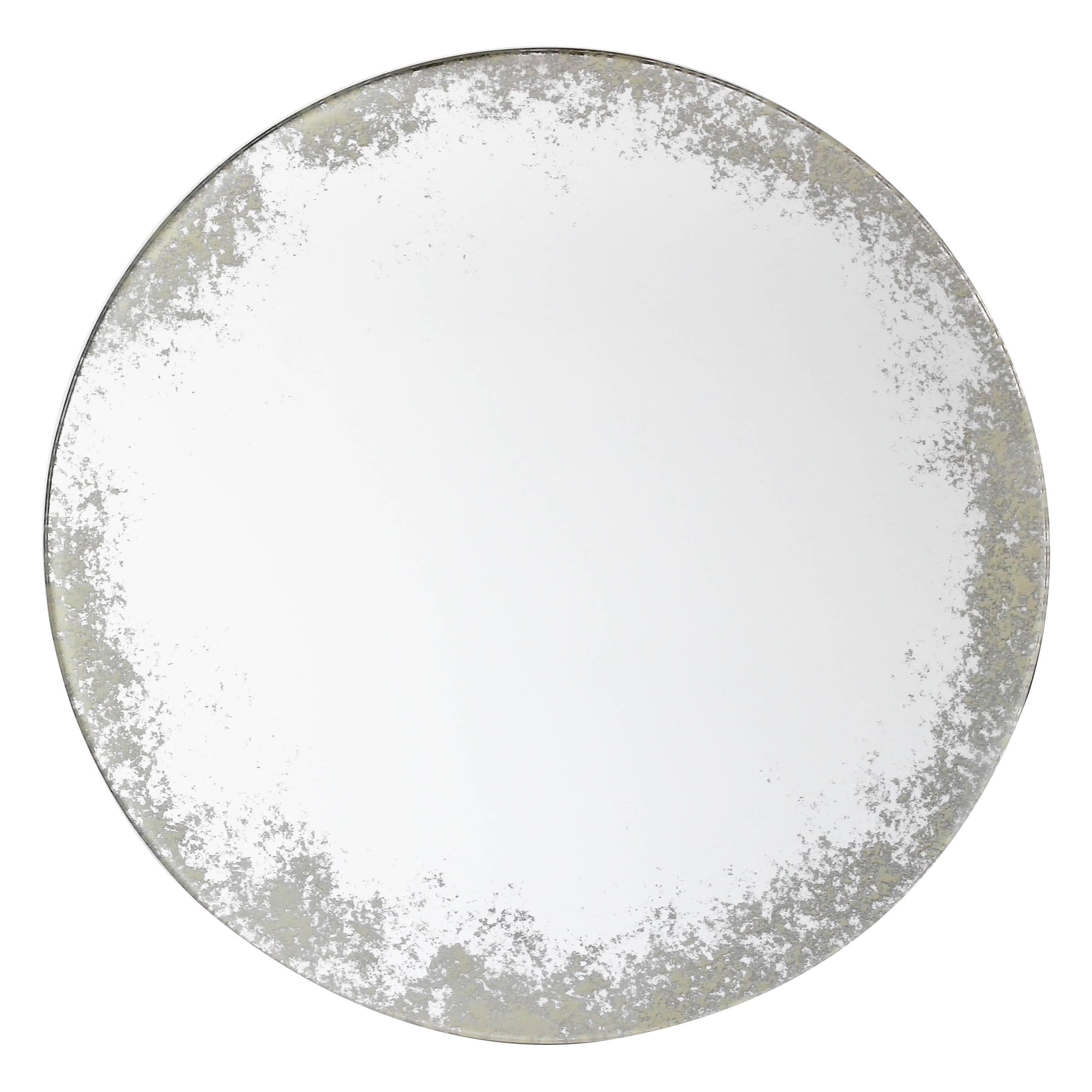 Orbis™ Round Mirror Silver with Ivory Antiqued Finish - 40cm / 15.8"