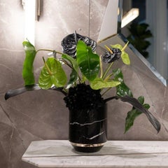 Orbis – Nero Marquina Marble Vase with Polished Brass Accents