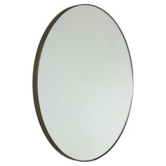Orbis Round Art Deco Mirror avec cadre en laiton et patine bronze, Large