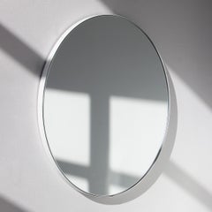 Orbis Round Contemporary Custom Mirror with White Frame, Medium