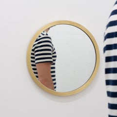 Orbis Round Minimalist Mirror with Full Brushed Brass Frame, Large