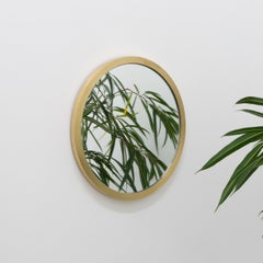 Orbis Round Contemporary Mirror with Full Brushed Brass Frame, Regular