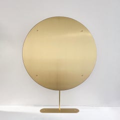 Orbis Round Countertop Illuminated Bathroom Mirror with Modern Brass Frame
