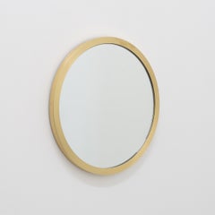 Orbis Round Mirror with Modern Full Brushed Brass Frame, XL