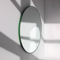 Orbis Round Minimalist Bespoke Mirror with Green Frame - Small