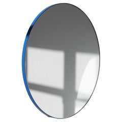 Specchio Orbis rotondo minimalista con cornice blu, XL