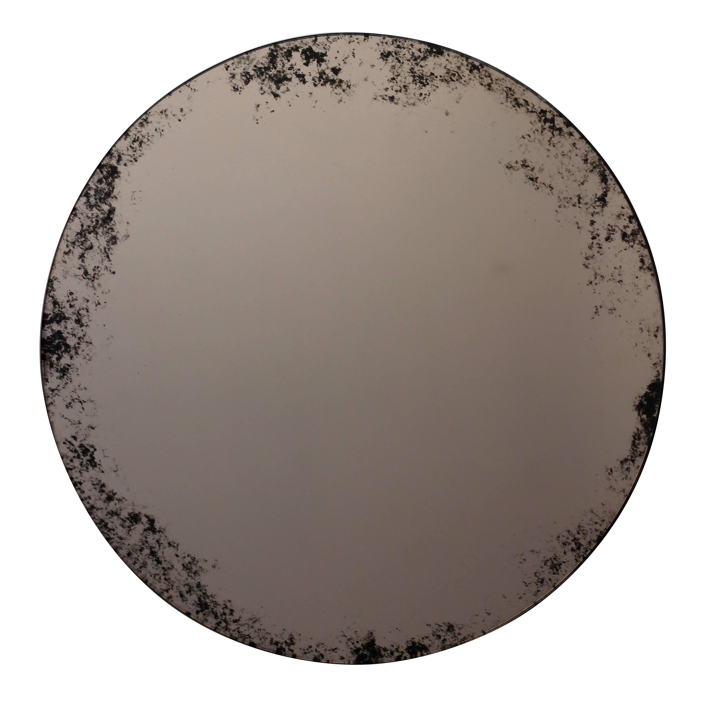 Orbis Round Mirror Bronze Tinted with Black Antiqued Finish dia. 40cm / 15.8"