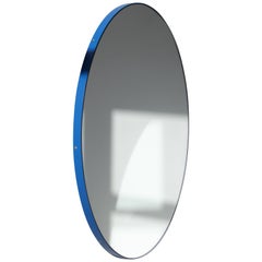 Orbis Round Modern Customisable Mirror with Blue Frame, Large