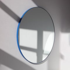 Orbis Round Minimalist Mirror with Blue Frame, XL
