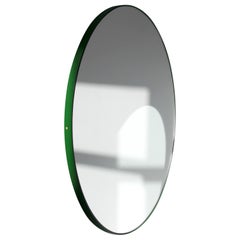 Orbis Round Modern Customisable Mirror with Green Frame, Large