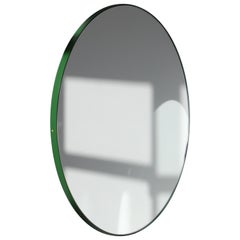 Orbis Round Modern Modern Mirror with Green Frame, Regular