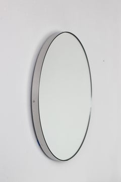 Orbis Round Modern Mirror with Brushed Stainless Steel Frame, Regular